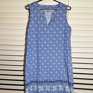 Lands' End Blue and White Sheath Mini Dress